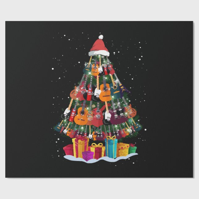 Guitar Christmas Tree Funny  Wrapping Paper (Flat)