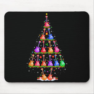 Guitar Christmas Tree Lights Funny Xmas Pajamas Gu Mouse Mat