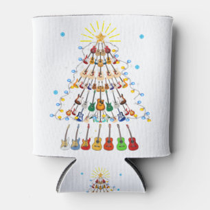Guitar Christmas Tree Merry Xmas Guitar Lover Can Cooler