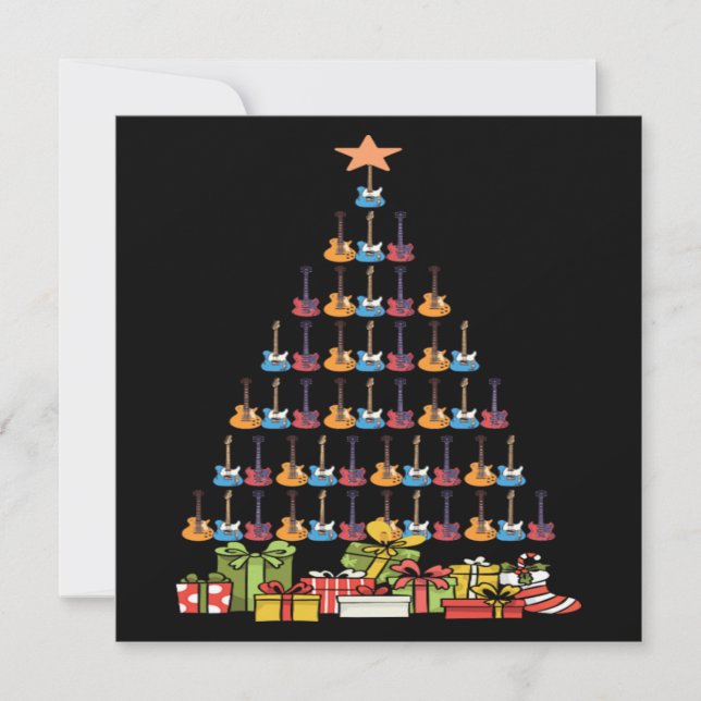 Guitar Christmas Tree Music Lover Merry Xmas Gift Invitation (Front)