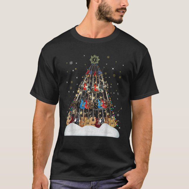 Guitar Christmas Tree Musician Xmas Gift  Men  T-Shirt (Front)