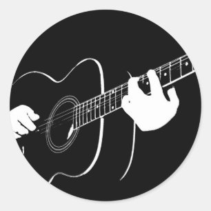 guitar classic round sticker