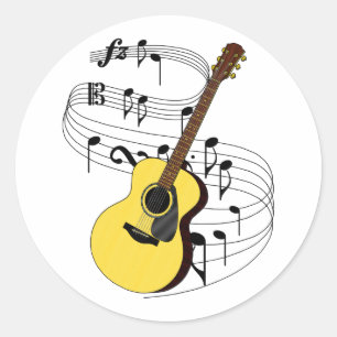 Guitar Classic Round Sticker