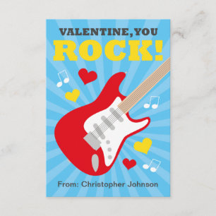 Guitar Classroom Valentine Cards for Kids