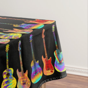 guitar colourful music pattern tablecloth
