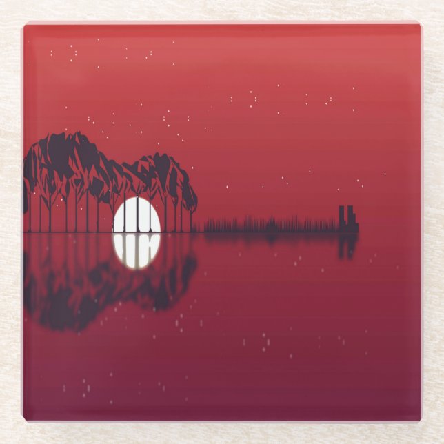 Guitar Cove  Glass Coaster (Front)