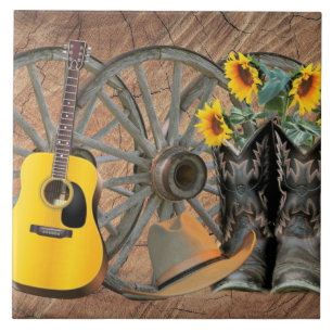 Guitar Cowboy Boots Cowboy Hat Tile