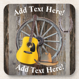Guitar Cowboy hat Wagon Wheel Horseshoe Coaster