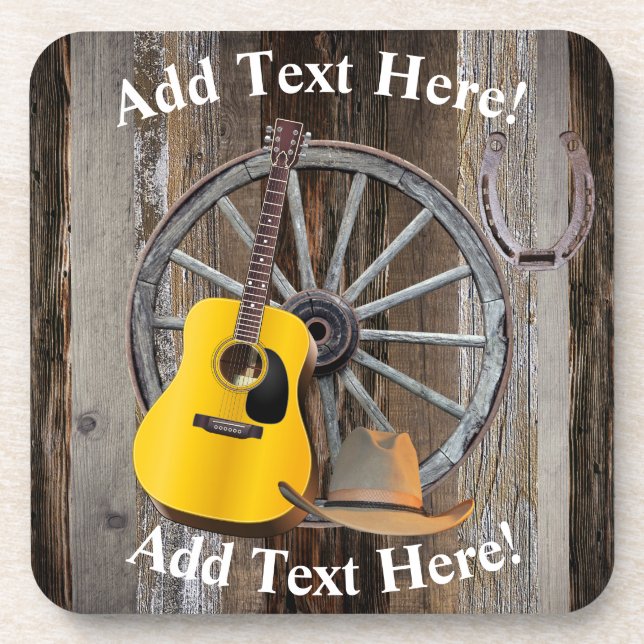 Guitar Cowboy hat Wagon Wheel Horseshoe  Coaster (Front)