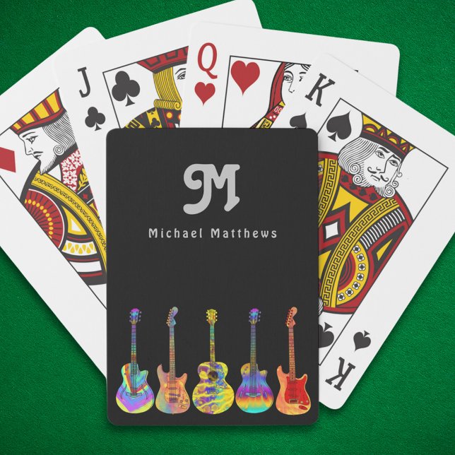 Guitar Custom Playing Cards (Colorful guitar groovy custom playing cards)