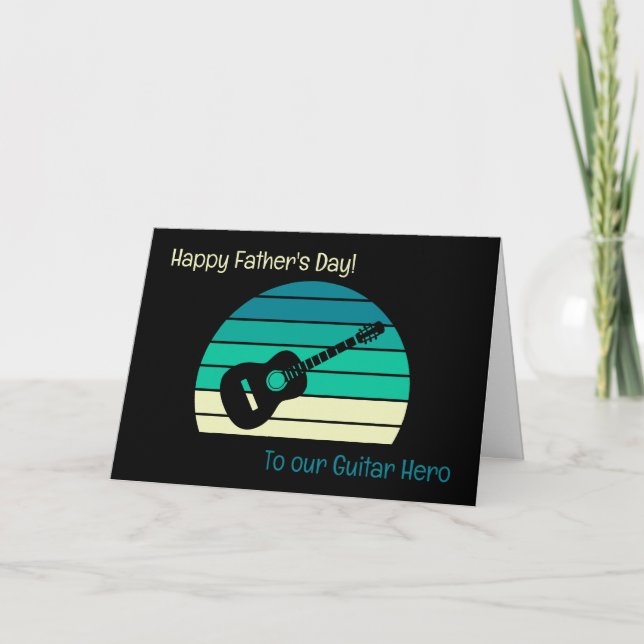 Guitar Dad Retro Music Father’s Day  Card (Front)