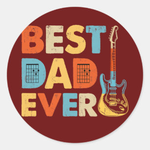 Guitar Dad Retro Vintage Best Dad Ever Father's Classic Round Sticker