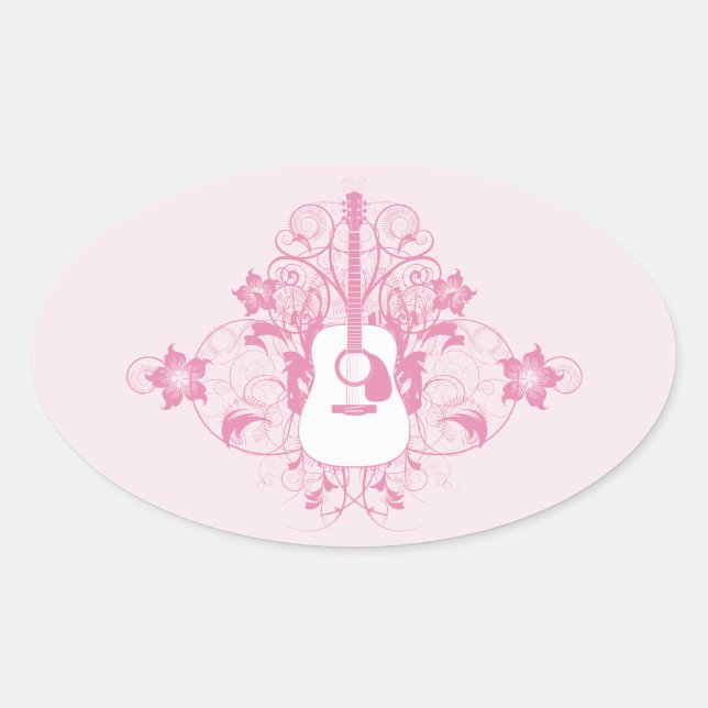 Guitar Design Oval Sticker (Front)