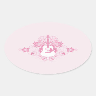 Guitar Design Oval Sticker