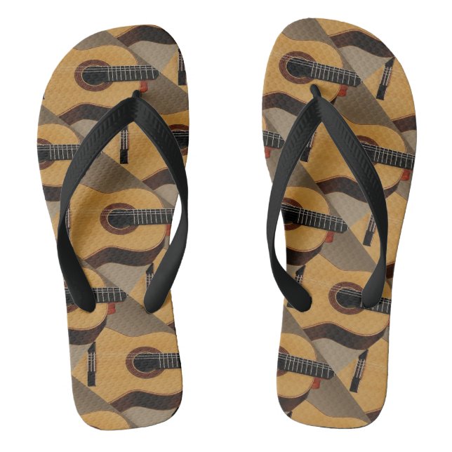 Guitar Design Wide Straps, Womens 5/6 - Mens 4/5 Flip Flops (Footbed)