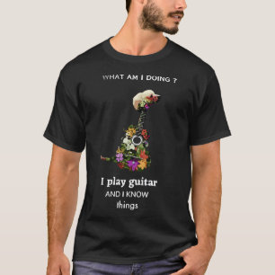 guitar dog t-shirt i play guitar and i know thinks