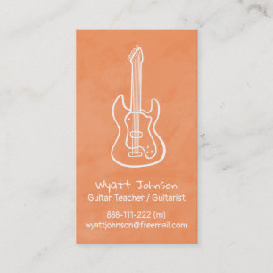 Guitar Doodle Guitarist Orange Business Cards