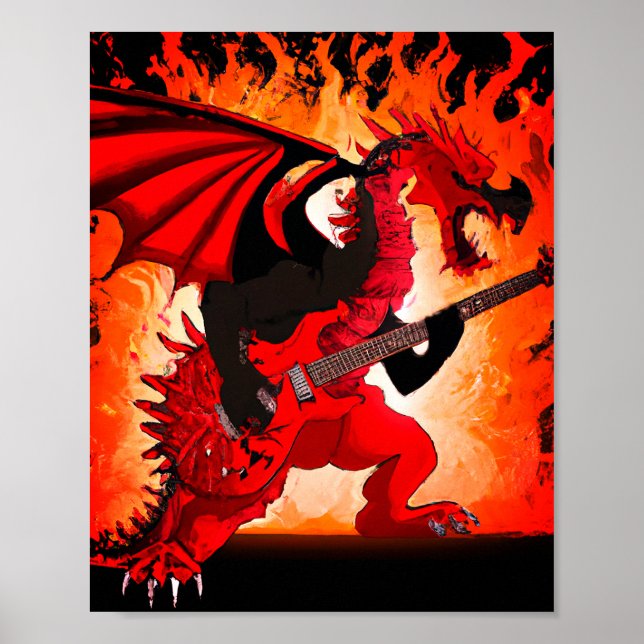 Guitar Dragon Wall Art Poster (Front)