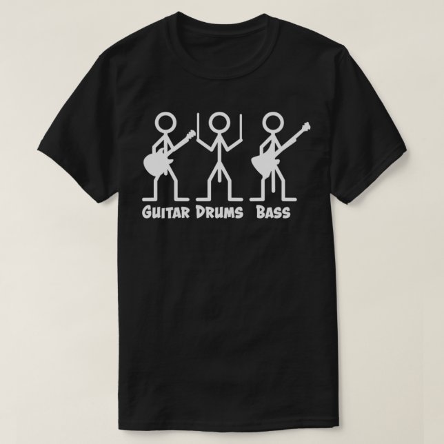Guitar Drums Bass (white) T-Shirt  (Design Front)