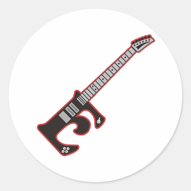 Guitar E Classic Round Sticker (Front)