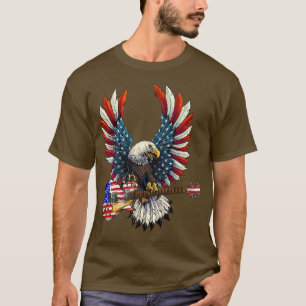 Guitar Eagle Patriotic American Red White And Blue T-Shirt
