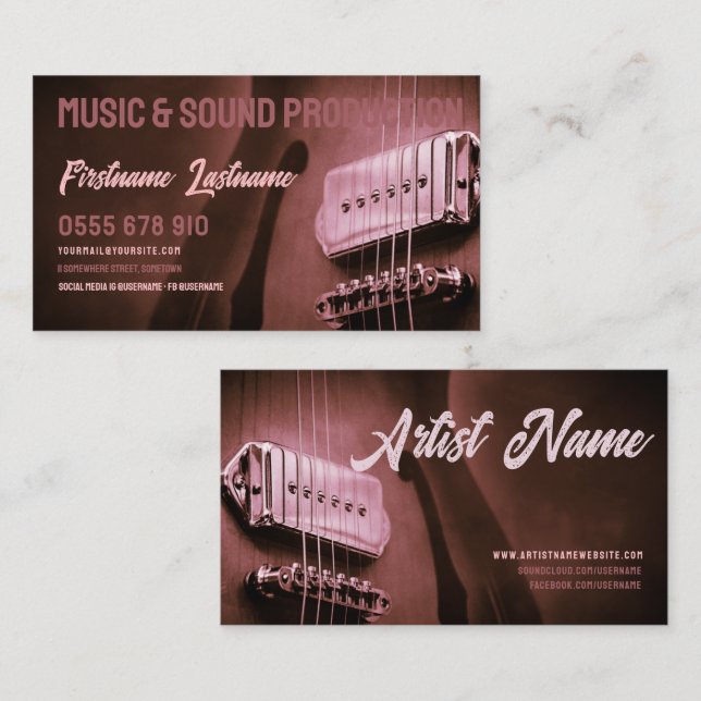Guitar Electric Country Rock Music Business card (Front/Back)