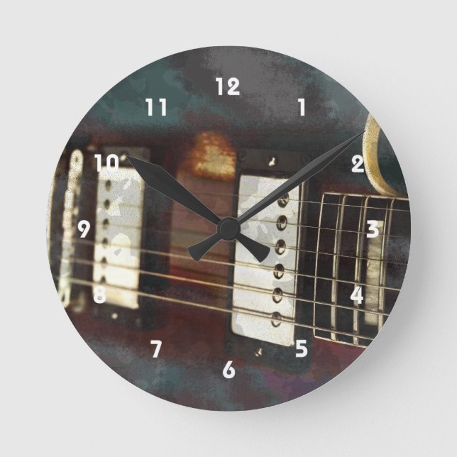 guitar electric music grunged background round clock (Front)