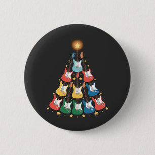 Guitar Electric Music Instruments Christmas Tree  6 Cm Round Badge
