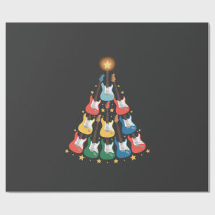 Guitar Electric Music Instruments Christmas Tree Wrapping Paper