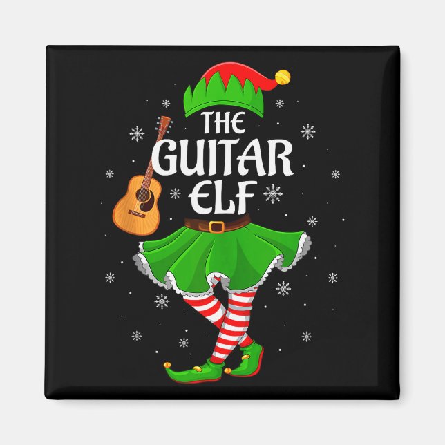 Guitar Elf Christmas Family Girls Women Elf Squad  Magnet (Front)