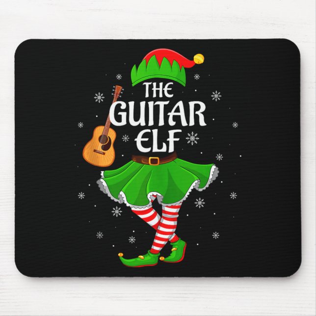 Guitar Elf Christmas Family Girls Women Elf Squad  Mouse Mat (Front)