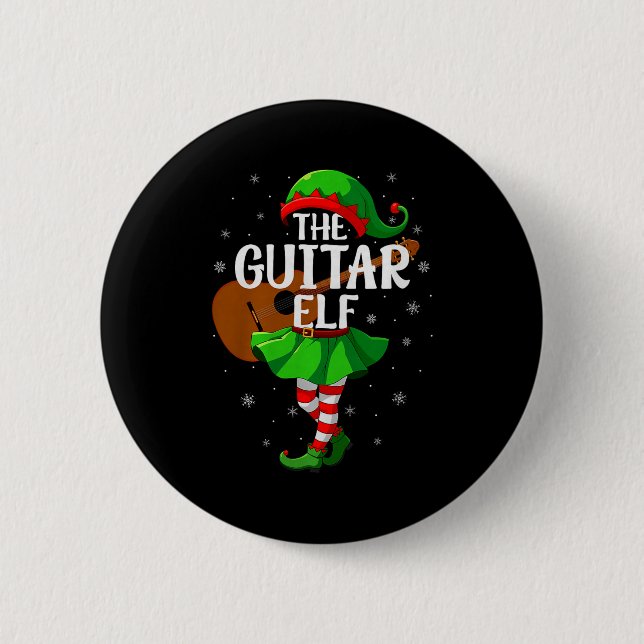 Guitar Elf Christmas Girls Women Elf Squad Xmas Fa 6 Cm Round Badge (Front)