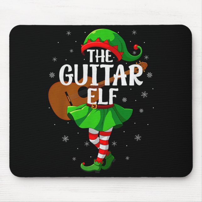 Guitar Elf Christmas Girls Women Elf Squad Xmas Fa Mouse Mat (Front)