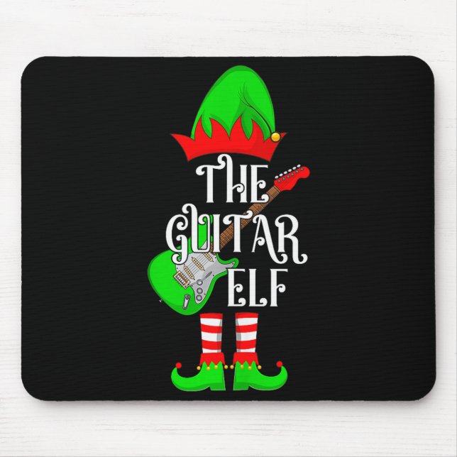 Guitar Elf Christmas Pajamas Matching Family Elf S Mouse Mat (Front)