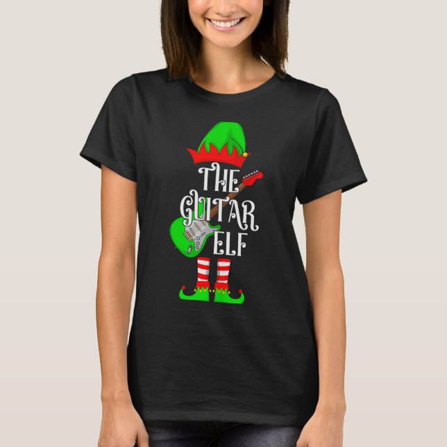 Guitar Elf Christmas Pajamas Matching Family Elf S T-Shirt (Front)