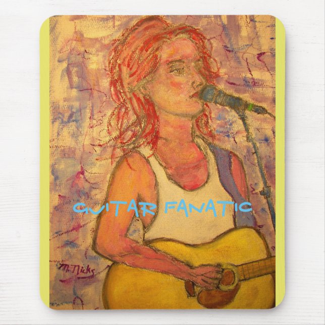 Guitar Fanatic Girl Mouse Mat (Front)