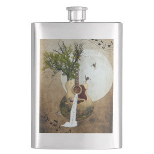 Guitar Fantasy Decorated Hip Flask