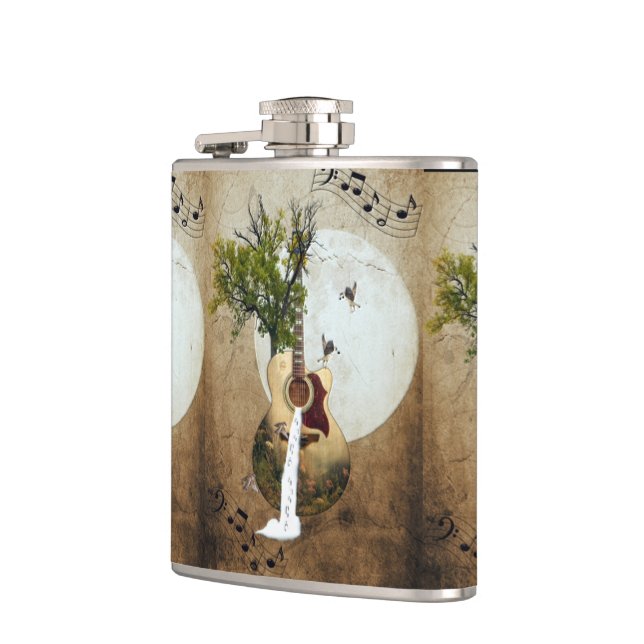 Guitar Fantasy Decorated Hip Flask (Left)
