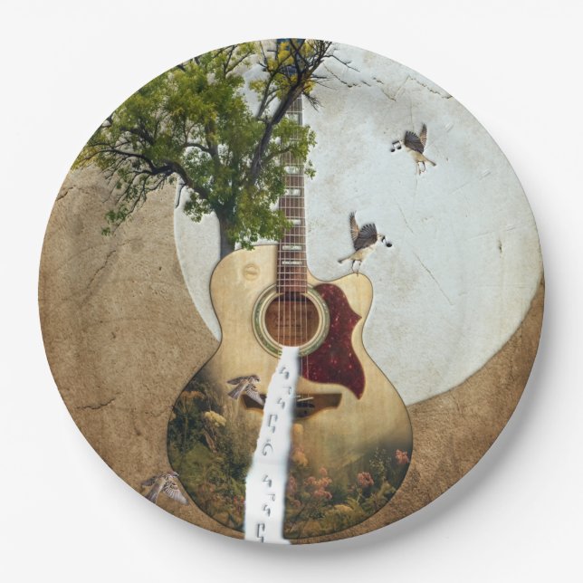Guitar Fantasy Decorated Paper Plate (Front)