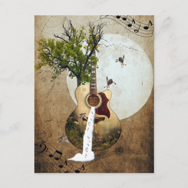Guitar Fantasy Decorated Postcard (Front)