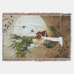 Guitar Fantasy Decorated Throw Blanket