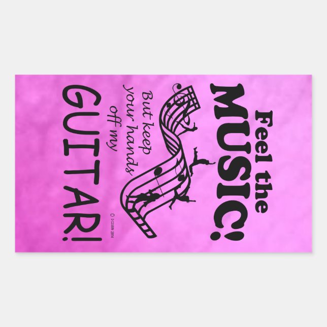 Guitar Feel The Music Rectangular Sticker (Front)
