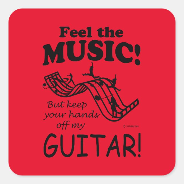 Guitar Feel The Music Square Sticker (Front)