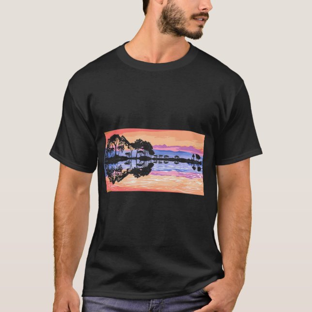 Guitar Forest Lake Shadow Reflection Guitarist & T-Shirt (Front)