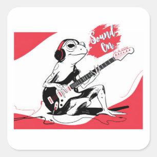 Guitar Frog – Cool Music Animal Art Square Sticker