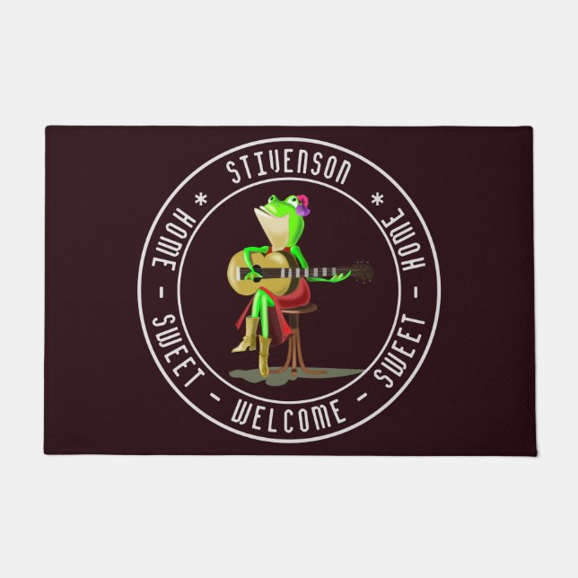Guitar Frog Doormat Home Sweet Home Welcome (Front)