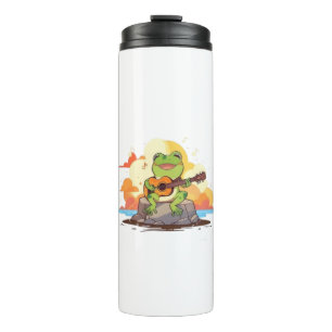 Guitar Frog Sunset Kawaii Music Design Thermal Tumbler