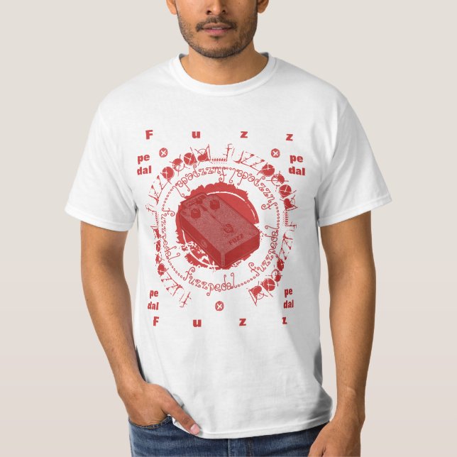 Guitar Fuzz Pedal, Red White Collage T-Shirt (Front)