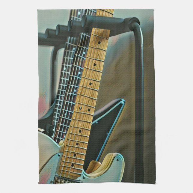 guitar gift for fathers day tea towel (Vertical)