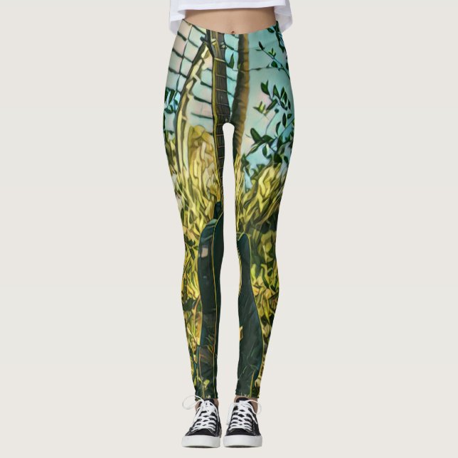 Guitar gift for guitarist leggings (Front)